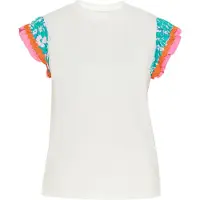 Usha Blusa 'Fashion Look' esmeralda / lagosta / cor-de-rosa / branco