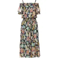 KOROSHI Vestido amarelo / vermelho claro / preto / branco