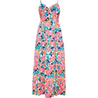 Usha Vestido de verão 'Spring Summer' navy / turquesa / laranja / rosa claro