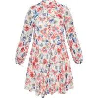 Usha Vestido azul / vermelho florescente / branco