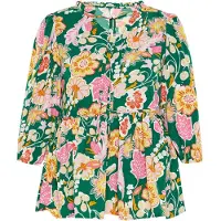 Usha Blusa amarelo / verde escuro / laranja / branco