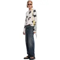 Desigual , Blusa com textura e laços, PoliÉSter, Branco, XS