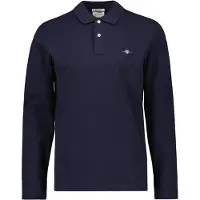 Gant para homem. 2230 Pólo pique escudo azul-marinho (XL), Casual, Algodão, Manga comprida