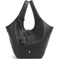 Ralph Lauren para mulher. 428938031019 Bolsa tote Polo Play de couro preto (OSFA), Casual, Pele