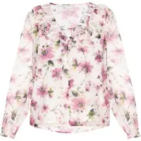 Usha Blusa 'Fashion Look' verde / cor-de-rosa / eosin / branco