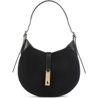 Ralph Lauren para mulher. 428977471001 Bolsa de ombro Polo ID pequena de camurça preta (OSFA), Preto, Casual, Pele