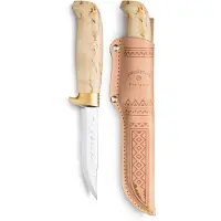 Marttiini Lynx Golden 160014, Satin Stainless Steel, Golden Guard, Curly Birch faca de exterior