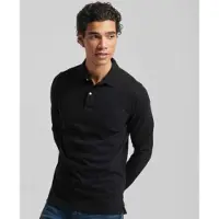 Superdry para homem. M1110386A Pólo de malha de manga comprida Studios preto (M), Casual, Algodão, Manga curta
