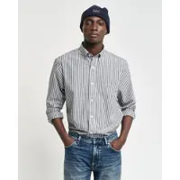 Gant para homem. 3000130 Camisa Regular Fit camisa de popelina às riscas pretas (XS), Preto, Casual, Algodão, Clássico, Manga comprida