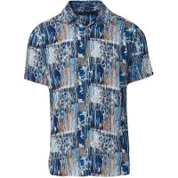 KOROSHI Camisa azul / azul noturno / castanho / branco
