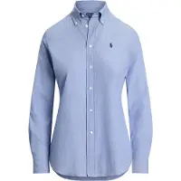 Ralph Lauren para mulher. 211941509004 Camisa de algodão elástico fil-à-fil azul (46), Casual, Manga comprida