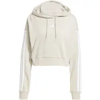 Adidas Sweatshirt de desporto 'ESSENTIALS 3-STRIPES FRENCH TERRY CROPPED' bege / branco