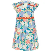 Usha Vestido de verão 'Fashion Look' azul ciano / azul claro / cor-de-rosa / branco