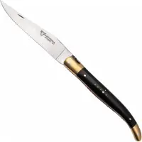 Laguiole En Aubrac Le Bijou L0212LCHB/EBBJ Ebony, Handcarved Copper Plates, Matt Brass Bolsters, navalha, 12 cm
