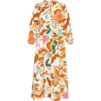 Usha Vestido turquesa / verde escuro / laranja / branco