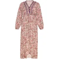 Usha Vestido 'Festival' chocolate / oliveira / cor-de-rosa