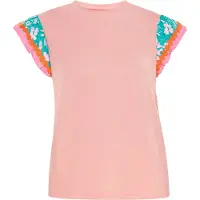 Usha Blusa 'Fashion Look' turquesa / pêssego / rosa