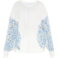 Usha Camisa 'Fashion Look' camelo / marinho / azul claro / branco