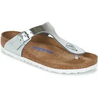 Birkenstock Chinelos Gizeh Soft Footbed mulheres - Prata - 35