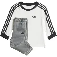 Adidas Fato de jogging 'Denim Long Sleeve Tee Set' cinzento denim / preto / branco