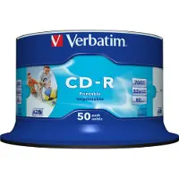 Verbatim Cd-r 700mb Imprimível 52x Velocidade 50 Unidades