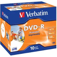 Verbatim 10 Dvd-r Imprimíveis De 4.7 Gb E Velocidade 16x Em Caixa Jewel