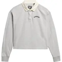 Superdry para mulher. W2012352A Pólo de râguebi branco (L), Casual, Cinza, Algodão, Manga comprida