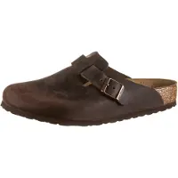 Birkenstock para mulher. 860131 Tamancos de Couro Boston (Ajuste Regular) castanho (43), Marrom, Plano, Nenhum, Casual