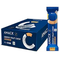 Amacx Caixa De Barras De Energia De Mastigável De Fruta Laranja 38g 12 Unidades