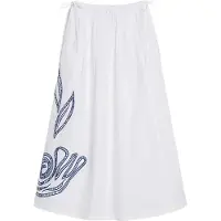 Desigual , Saia midi bordada, AlgodÃO, Branco, L