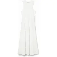 Desigual , Vestido midi patchwork canelado, Viscose, Branco, L