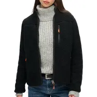 Superdry para mulher. W2012340A Tecido polar Outdoor com fecho de correr preto (14 UK = L), Casual, Poliéster