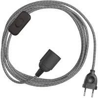 Creative Cables Conjunto De Cabos Snakebis Zig-zag E27 Com Suporte Para Lâmpada. Cabo De Tecido Em Zigue-zague E Ficha De Dois Pinos 1.8 M