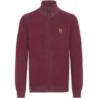 INDICODE JEANS Casaco de malha 'Andy' castanho / vermelho vinho
