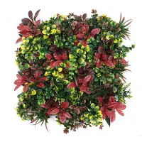 Wellhome Painel De Sebe De Jardim Vertical Artificial Para Decoração De Interiores E Exteriores Em Cores Vermelho E Verde Para Uma Decoração Natural 100x100cm