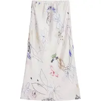 Desigual , Saia longa com traços, Viscose, Branco, L