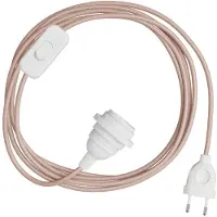 Creative Cables Quebra-luz Snakebis E14-conjunto De Cabos Com Suporte Para Lâmpada. Cabo De Tecido Colorido E Ficha De 2 Pinos 3 M