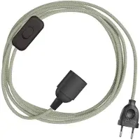 Creative Cables Conjunto De Cabos Snakebis Zig-zag E14 Com Suporte Para Lâmpada. Cabo De Tecido Em Ziguezague E Ficha De Dois Pinos 3 M