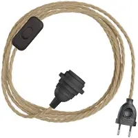 Creative Cables Quebra-luz Snakebis Twisted E27-conjunto De Cabo Com Suporte Para Lâmpada. Cabo Entrançado Em Tecido E Ficha De Dois Pinos 3 M