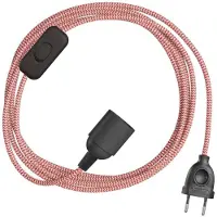 Creative Cables Conjunto De Cabos Snakebis Zig-zag E14 Com Suporte Para Lâmpada. Cabo De Tecido Em Zigue-zague E Ficha De Dois Pinos 3 M