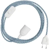 Creative Cables Conjunto De Cabos Snakebis Twisted E14 Com Suporte De Lâmpada. Cabo Trançado Em Tecido E Ficha De 2 Pinos 3 M
