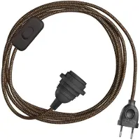 Creative Cables Quebra-luz Snakebis Zig-zag E27-cablagem Com Suporte De Lâmpada. Cabo De Tecido Em Ziguezague E Ficha Bipolar 3 M