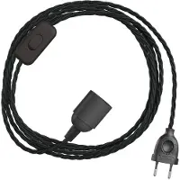 Creative Cables Conjunto De Cabos Snakebis Twisted E14 Com Suporte Para Lâmpada. Cabo Trançado Em Tecido E Ficha De 2 Pinos 3 M