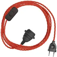 Creative Cables Quebra-luz Snakebis Twisted E27-conjunto De Cabo Com Suporte De Lâmpada. Cabo Trançado Em Tecido E Ficha De Dois Pinos 1.8 M