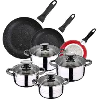 San Ignacio Conjunto De 3 Frigideiras Mais Conjunto De Panelas De 8 Peças Aço Inoxidável 16cm 20cm 24cm