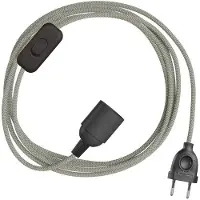 Creative Cables Conjunto De Cabos Snakebis Zig-zag E14 Com Suporte Para Lâmpada. Cabo De Tecido Em Zigue-zague E Ficha De Dois Pinos 1.8 M