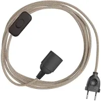 Creative Cables Conjunto De Cabos Snakebis Zig-zag E27 Com Suporte Para Lâmpada. Cabo De Tecido Em Ziguezague E Ficha De Dois Pinos 1.8 M