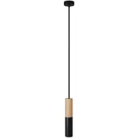 Creative Cables Candeeiro De Teto Com Cabo Em Tecido E Duplo Abajur E14 Em Madeira E Metal Com A Bulb