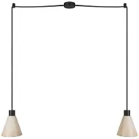 Creative Cables Candeeiro De Teto Com Vários Pendentes De 2 Luzes Com Abajur De Madeira Em Forma De Cone Com A Bulb