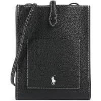 Ralph Lauren para mulher. 427960562016 Bolsa transversal Polo Play de couro preto (OSFA), Casual, Pele